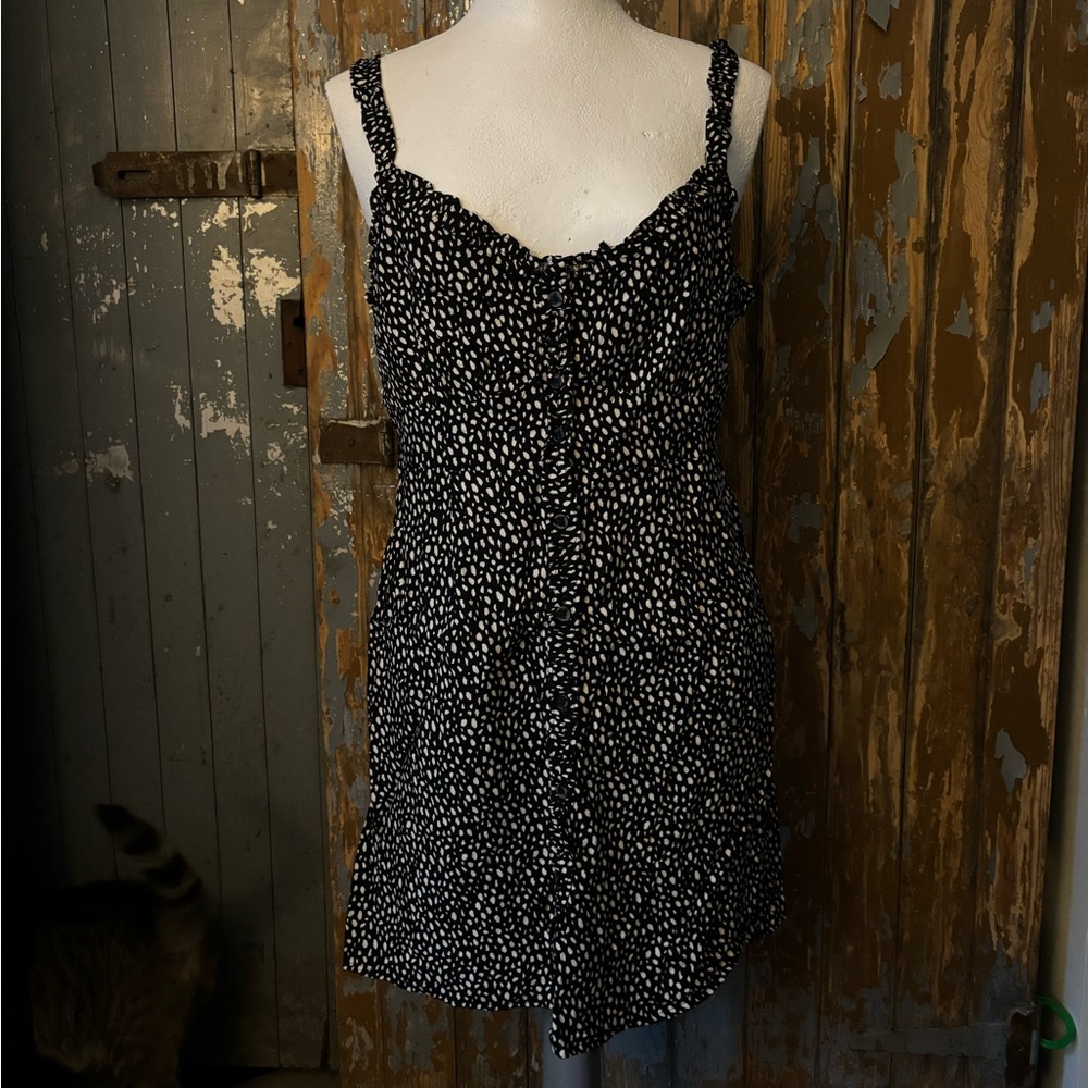 black and white polka dot dress